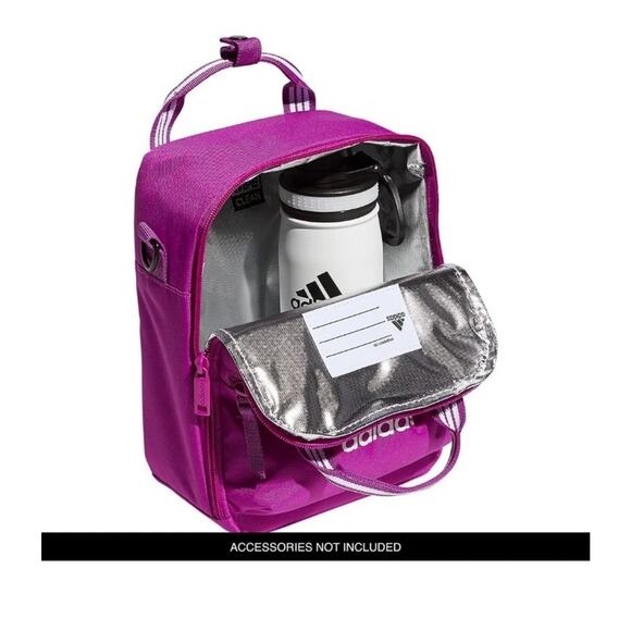 ADIDAS UNISEX INSULATED SQUAD LUNCH BAG WITH MULTIPLE CARRYING OPTIONS FUCHSIA - Picture 2 of 5